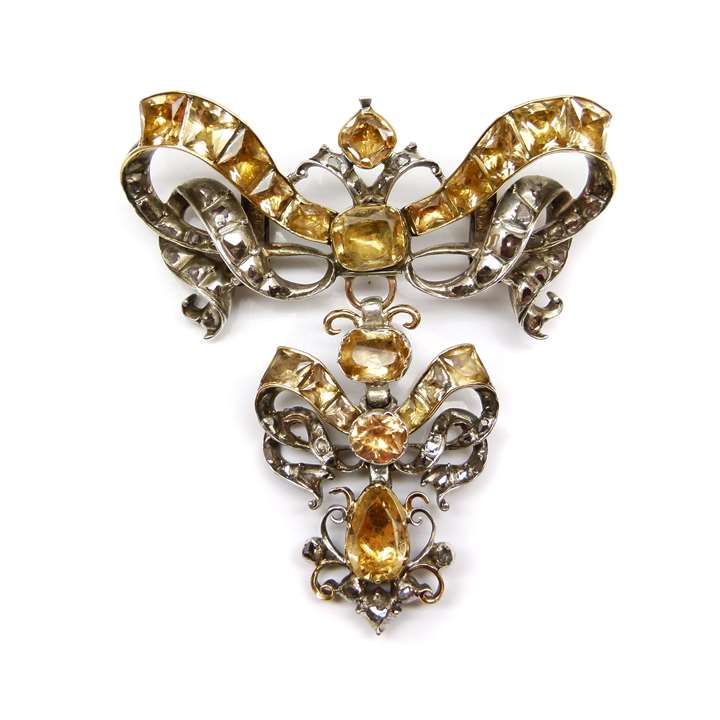 18th century topaz and diamond ribbon bow brooch